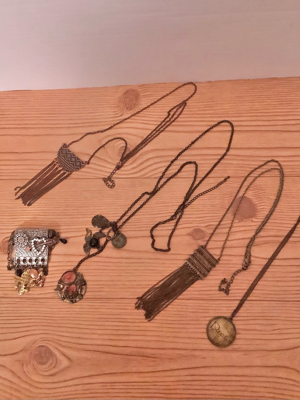 5pc Antique Bronze and Copper Tone Jewelry